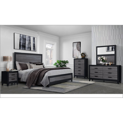 Grand lit Soluto gris et noir 