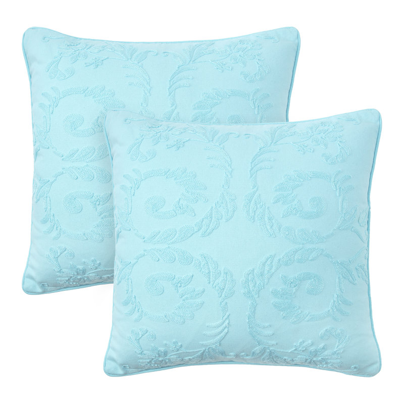 Chanasya Damask Blue Embroidered Throw Pillow Cover