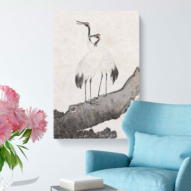 Two Cranes by Ogata Gekko - Wrapped Canvas, 60cm H x 40cm W x 3cm D