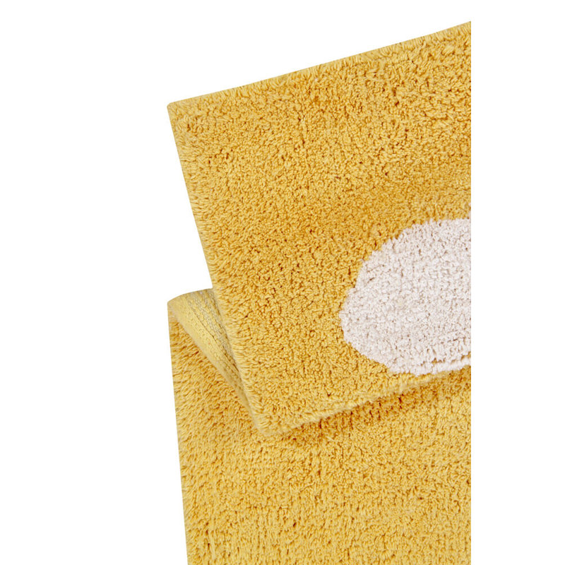 Hand Knotted Cotton Abstract Area Rug in Yellow/White