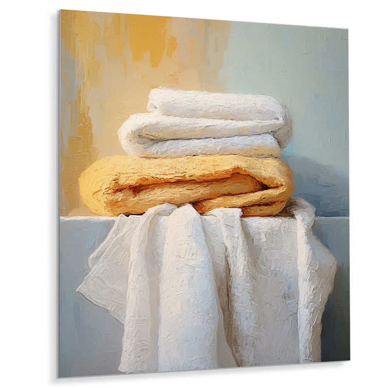Linge à linge blanc et orange côtier 2 - Art mural en métal, H 20 po x l 12 po x P 1 po