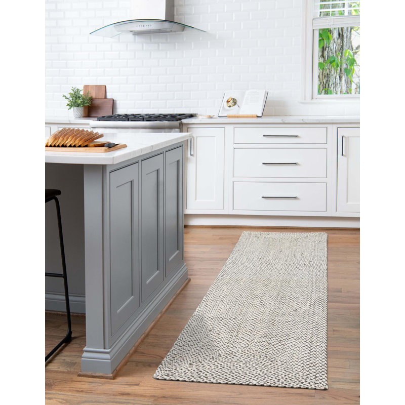 Tapis contemporain Aideen - gris, Tapis de couloir 2 pi x 8 pi