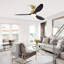 Loritta 52'' 3 - Blade Large Indooor Ceiling Fan With Light Kit and Remote, 3 LED Colours, 6 Speed Noiseless DC Motor, 5'' Downrod, Timer-1942518724-1942557864