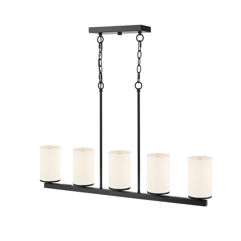 Verlana 35" 5-Light Linear Chandelier - Matte Black, Matte Black