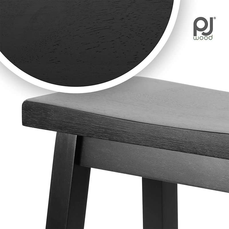 Black Adjustable Backless Saddle Style Wood Counter Stool
