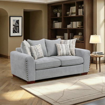 Langara 70" Modern & Contemporary Chenille Love Seat with Elegant Nailhead Trim Detailing, Included Pillows