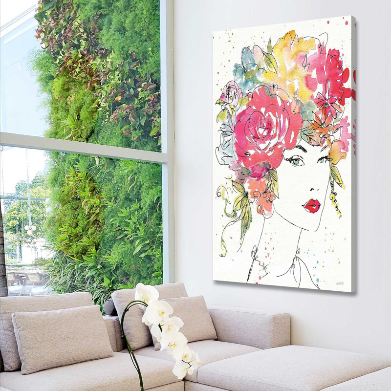 Personnages floraux I - Peinture, Toile tendue, H 48 po x l 28 po x P 1,5 po