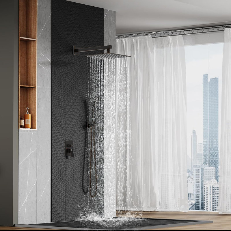 Système de douche complet avec valve brute, Bronze huilé