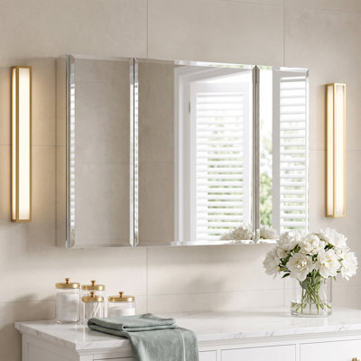 36"W X 26" H Recessed Or Surface Mount Medicine Cabinet Mirror With 3-Door