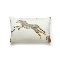 Simple modern white chic faux gold cheetah print throw pillow