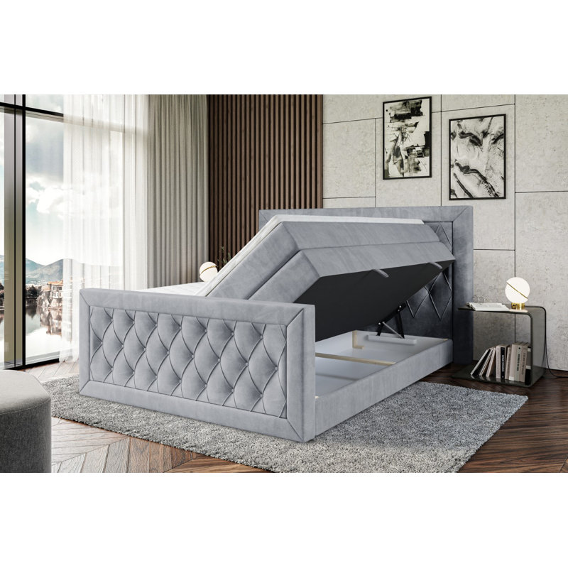 Falkner Pocket Spring Mattress Divan Bed Set, 120cm W x 200cm D, in Grey