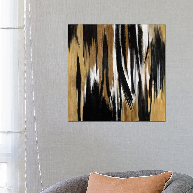 Gold/Black Untitled by Corrie LaVelle - 1 Piece Wrapped Canvas Wall Art, 93.98 cm H x 93.98 cm W x 3.175 cm D