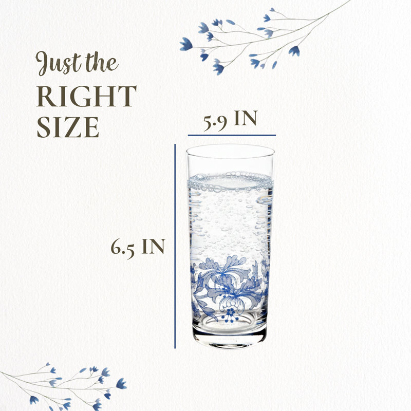 Spode Blue Italian Highball Glasses 15 Oz