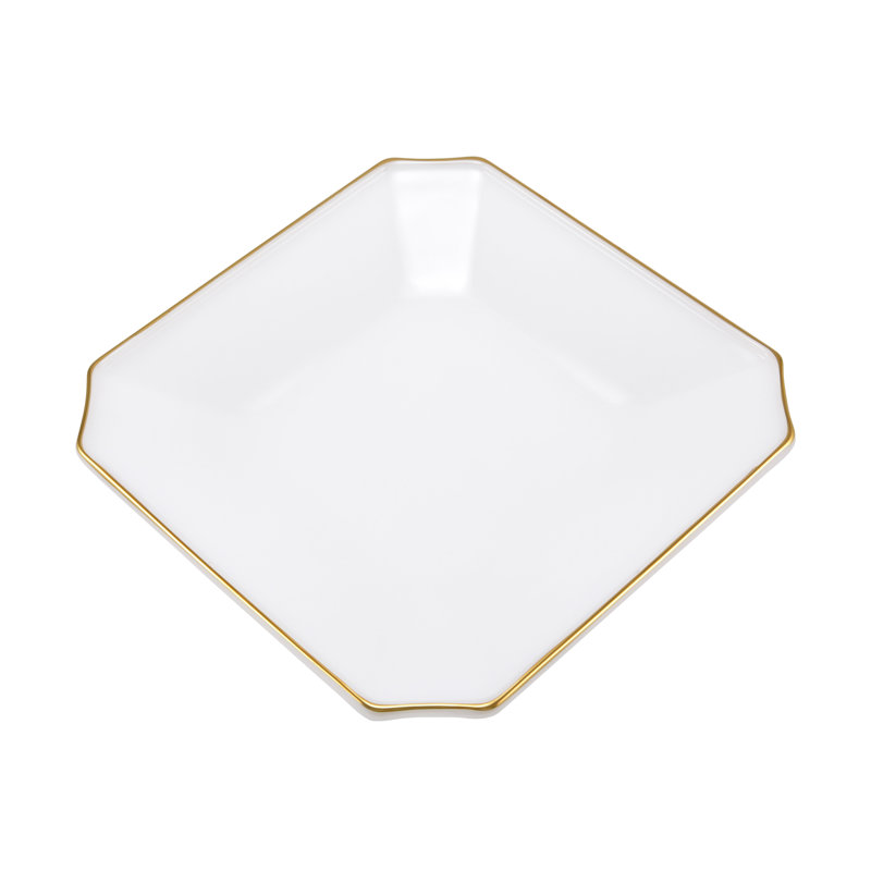 Assiettes - Verre - Carré - avec bordure dorée - Carré 8,9 "- pour dîner - Salade - Entrée - Fabriqué en Europe - par Barski
