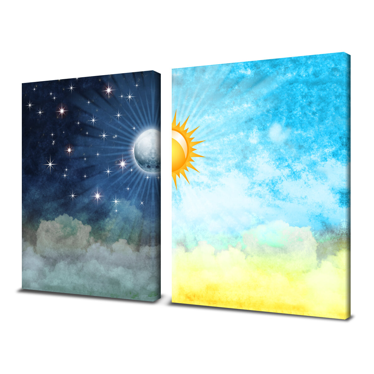 Night and Day 2 Piece Graphic Art on Wrapped Canvas Set