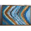 «Silence Geode», peinture sur toile abstraite encadrée or bleu 61 po x 41 po