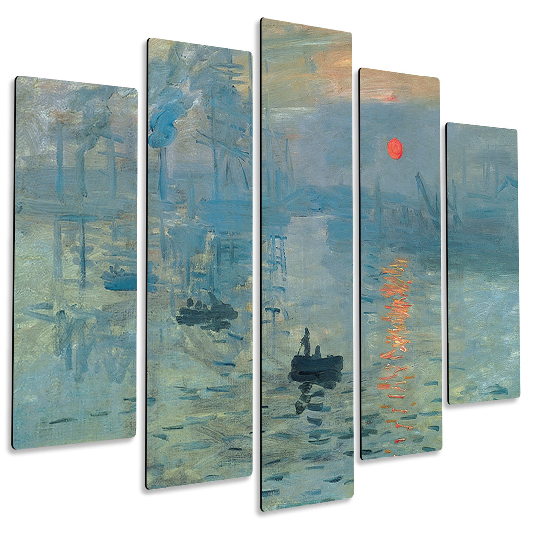 5-tlg. Kunstdruck-Set Panorama Sunset over the Sea von Claude Monet