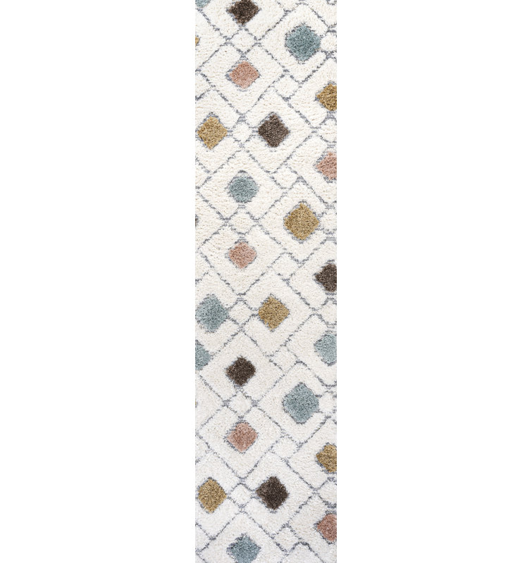 Marlowe Retro Trellis High-Low Multi/Cream Rug, Runner 2'2" x 8'