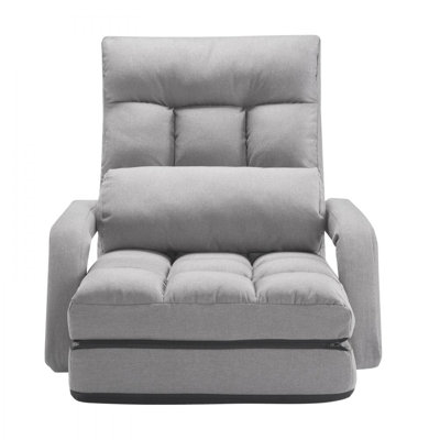 Floor Chair, Floor Gaming Chair with 5 Adjustable Position and Back Support, Folding Sofa Chair with Armrest for Adults, Sofa Lounger Bed with Back Cu by Trule