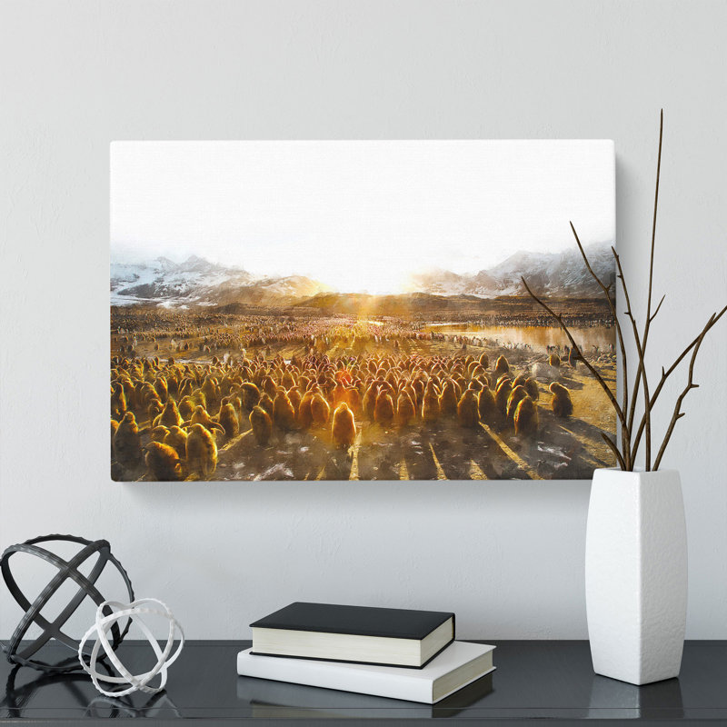 Young King Penguins - Wrapped Canvas, 40cm H x 60cm W x 3cm D