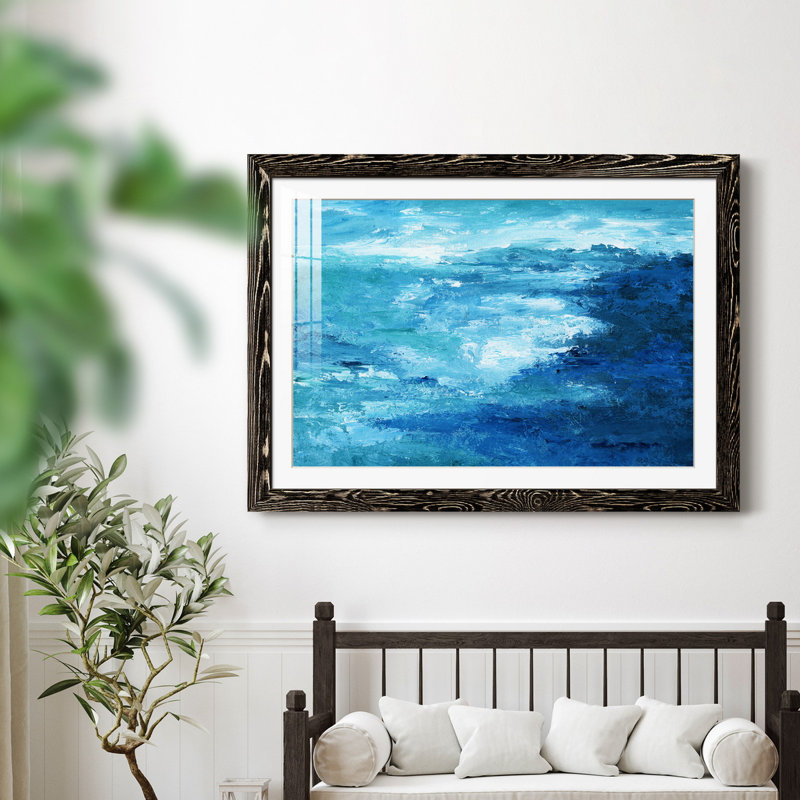 Crashing Waves II - peinture encadrée, Cadre noir, H 24 po x l 18 po x P 1,5 po