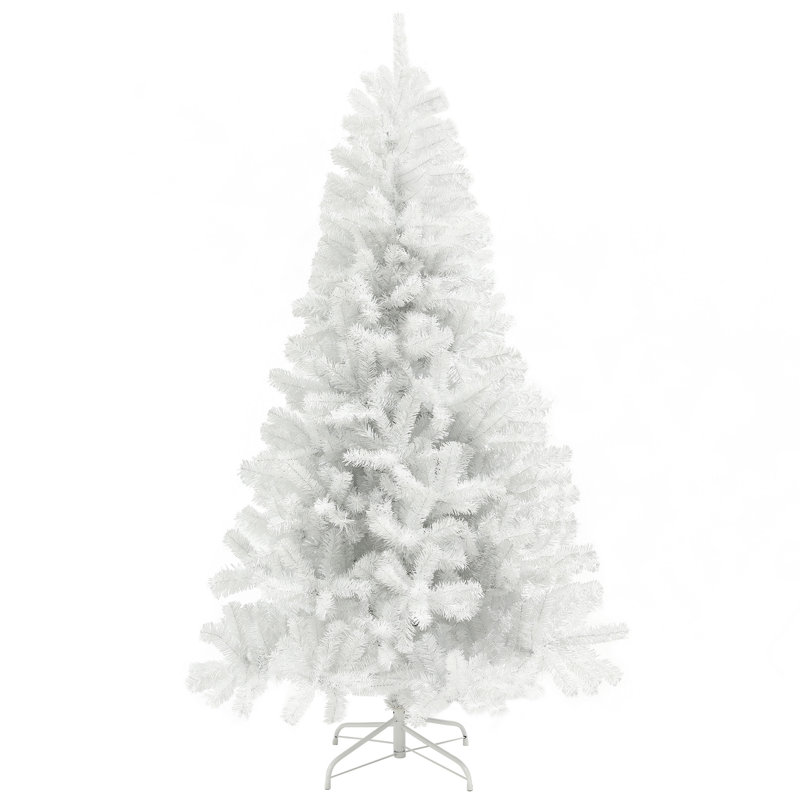 Arbre de Noël artificiel de 7,5 pi de hauteur, arbre de Noël non éclairé avec 1346 pointes de branches, ouverture automatique, base en acier, décoration des Fêtes pour bureau personnel, blanc