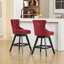 Tabourets de bar en velours avec décoration capitonnée et pieds en bois et garniture cloutée chromée-352562939