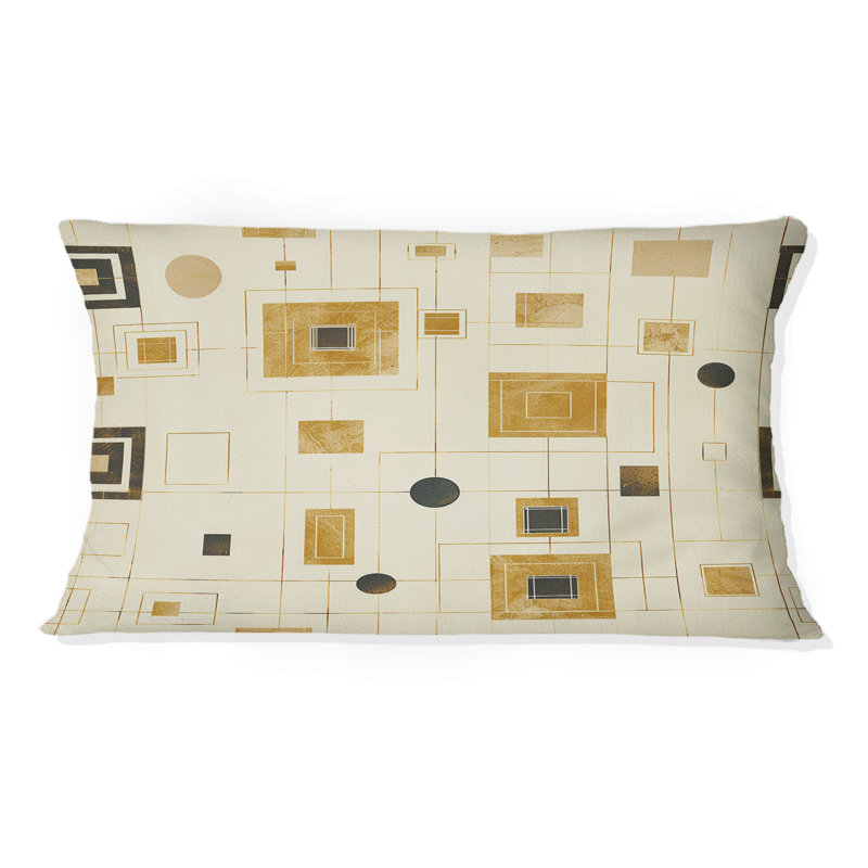 Ivoire noir formes géométriques Mid-Century - Coussin lombaire Mid-Century