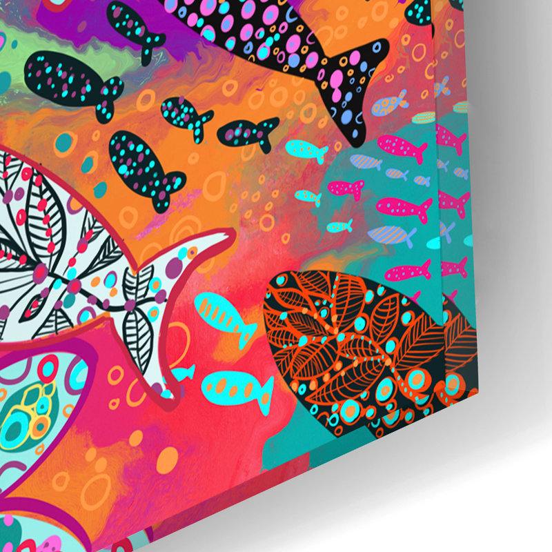 «Rosecliff Heights 'Fish2» par Noemi Ibarz, art mural en verre acrylique, H 16 po x l 12 po x P 0,13 po