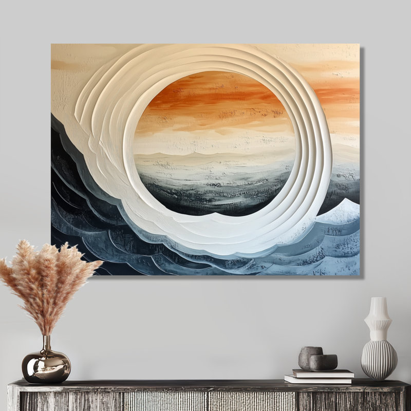 Cercle de tranquillité II - minimalisme japonais, impression sur métal, L 40 po x H 30 po