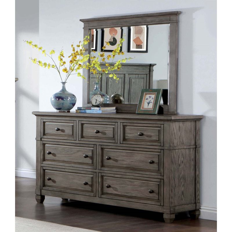 Commode à 7 tiroirs l 59,6 po en gris chaud