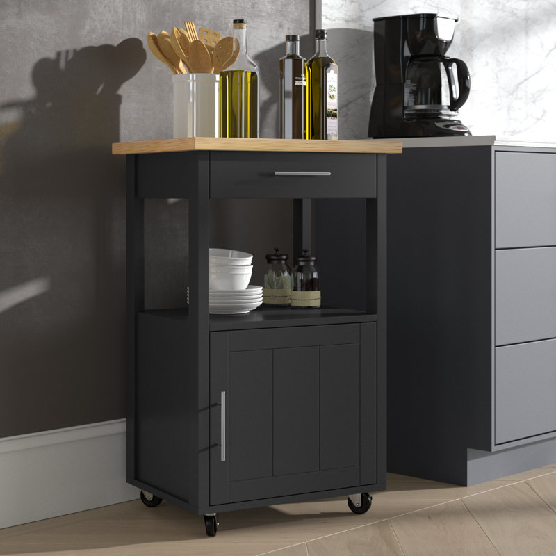 Chariot pour îlot de cuisine avec rangement Arthalia, Noir