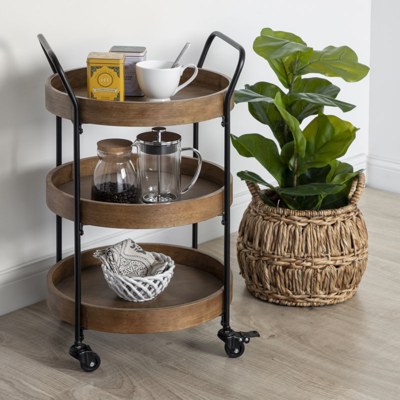 Rayle Round Solid Wood Bar Cart