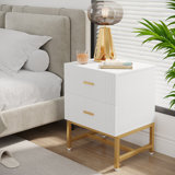 Modern Nightstand with 2 Drawers, Bedside Table