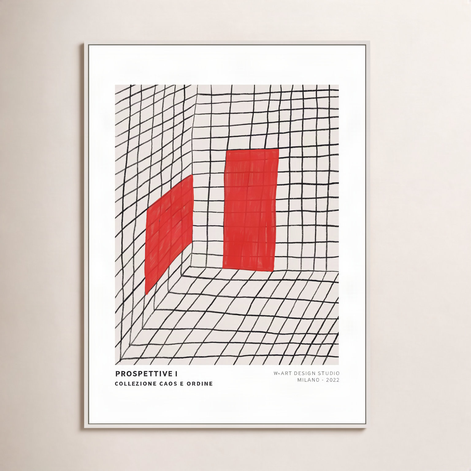 Red Perspective by Romina Gadler, 20" H x 14" W x 1.25" D, White Framed Canvas