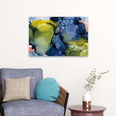 Manipulated Blue II Coastal Abstract Black Blue Alcohol Ink Bubble