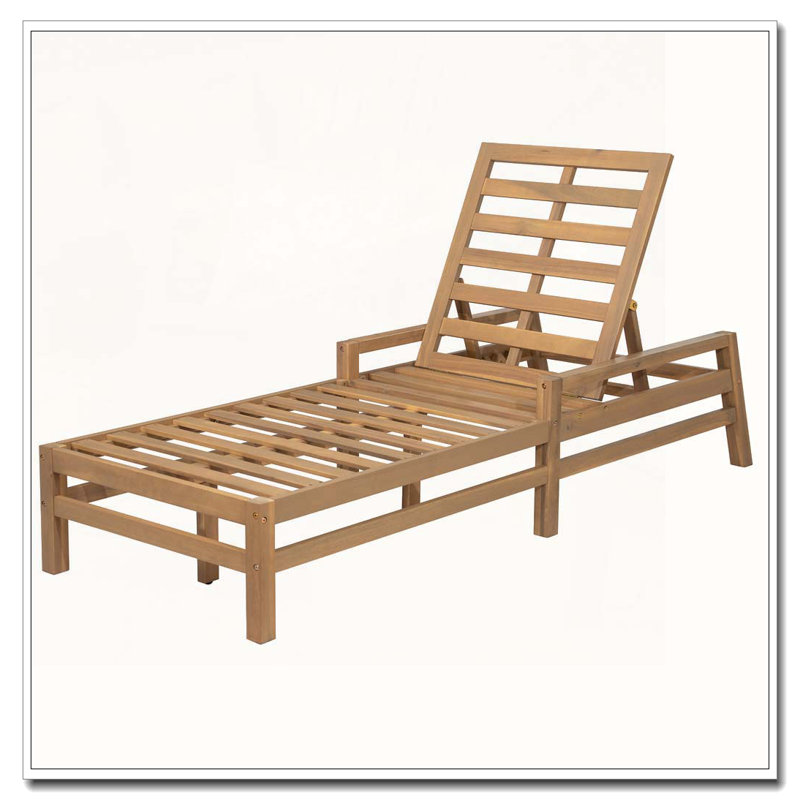 Chaise longue d'extérieur réglable, Teck clair, 2