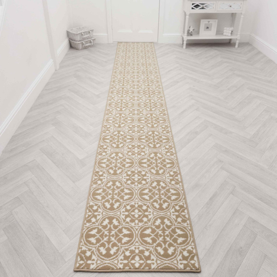 Mosaic Dark Beige Hallway Runner Rug – Soft, Comfortable & Durable Carpet for Hall, Kitchen & Corridor