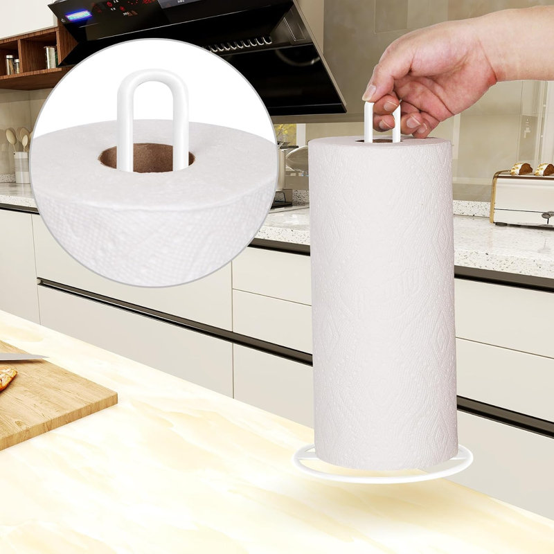 White Kitchen Paper Towel Stand Holder