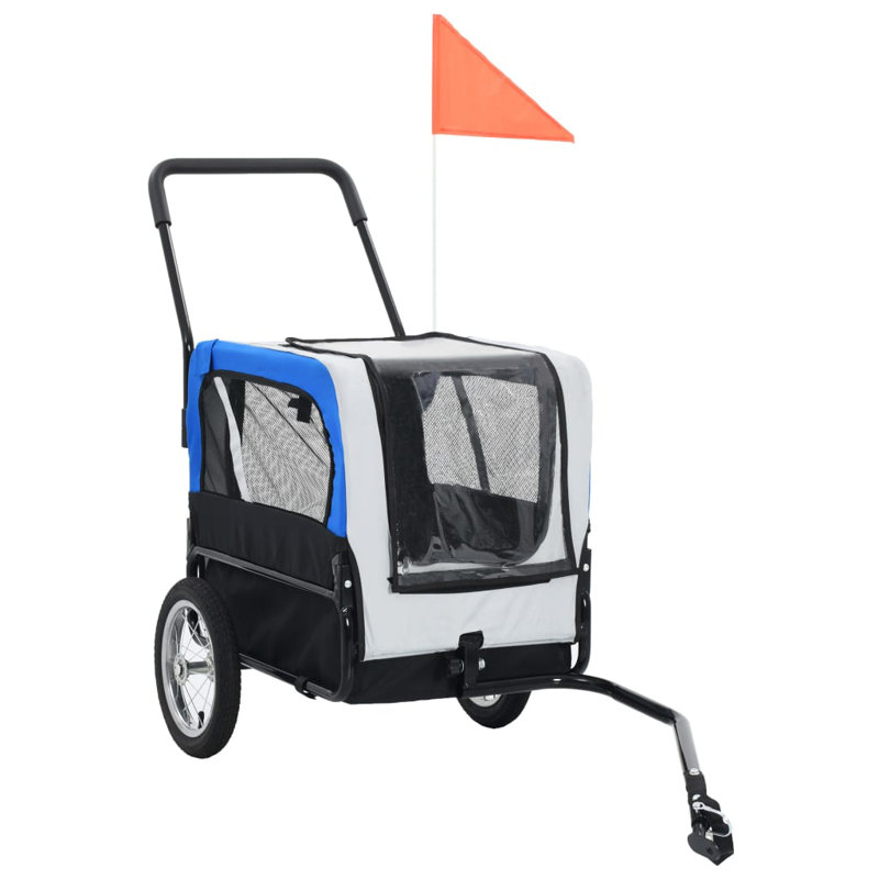 Chariot pour chien pliable 2-en-1 pour vélo, Gris / bleu