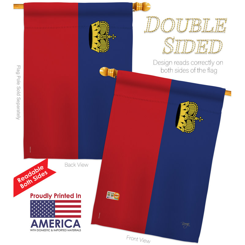 Le Liechtenstein est composé de coussins décoratifs verticaux à 2 faces en polyester de la nationalité mondiale de 28 x 40 po Ensemble de drapeaux