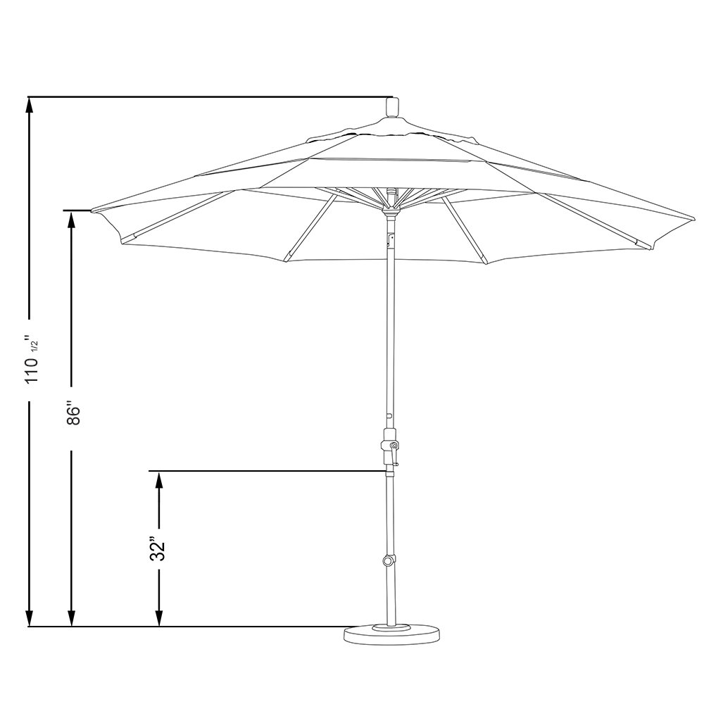 Broadmeade 11' Sunbrella® Umbrella, Dolce Mango Stripe Sunbrella®, Matted White
