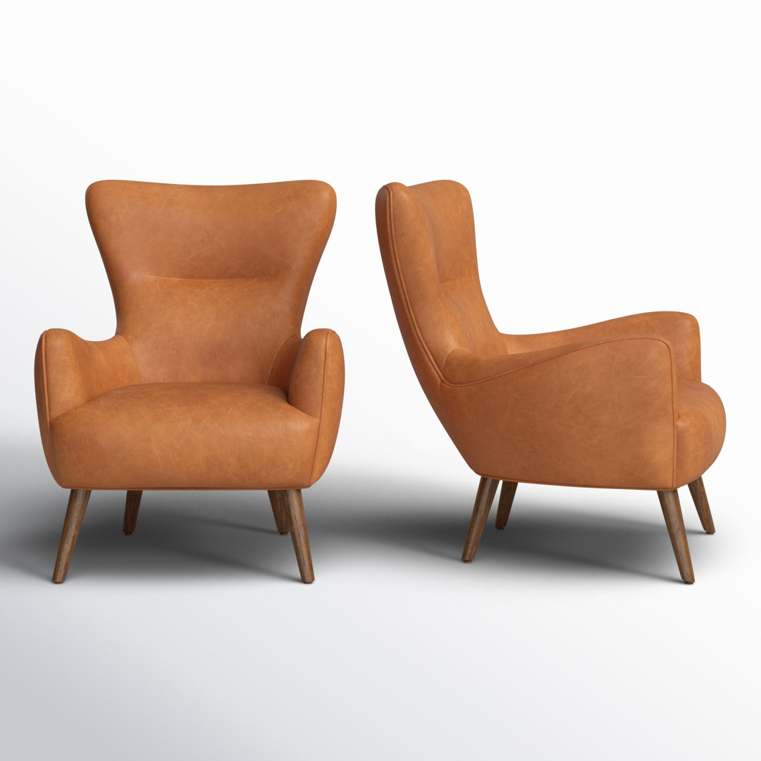 Apollo Genuine Leather Wingback Lounge Chair (Set of 2) AllModern