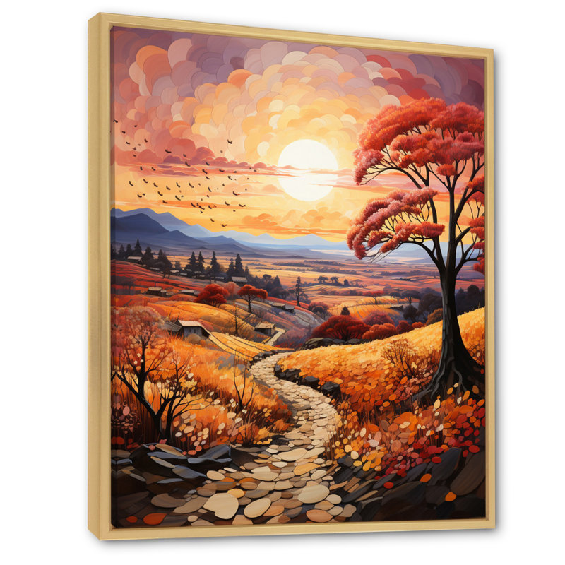 «Charnock Countryside Autumnal Orchard Patchwork I», reproduction sur toile, Cadre naturel flottant