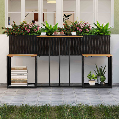 Outdoor Convertible Bench 2-in-1 Transforming Picnic Table & Chairs Set w/ Storage by Ebern Designs