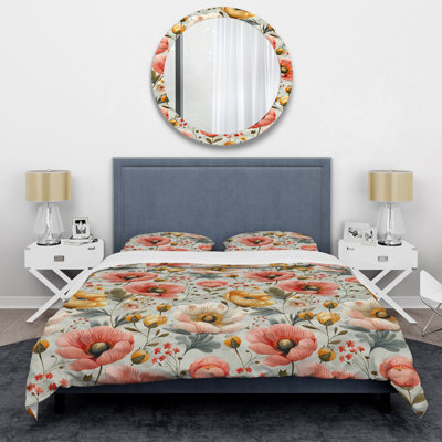 Ensemble de housse de couette Pastel Pink Blush Blooms V - Modern