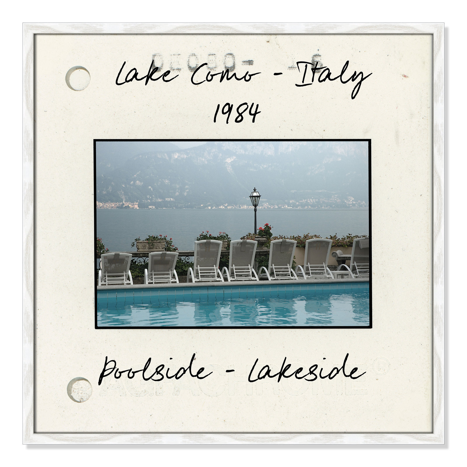 Travel Slide Collection "Lake Como, Italy" Print, White Single Picture Framed Paper, 27.5" H x 27.5" W x 0.75" D
