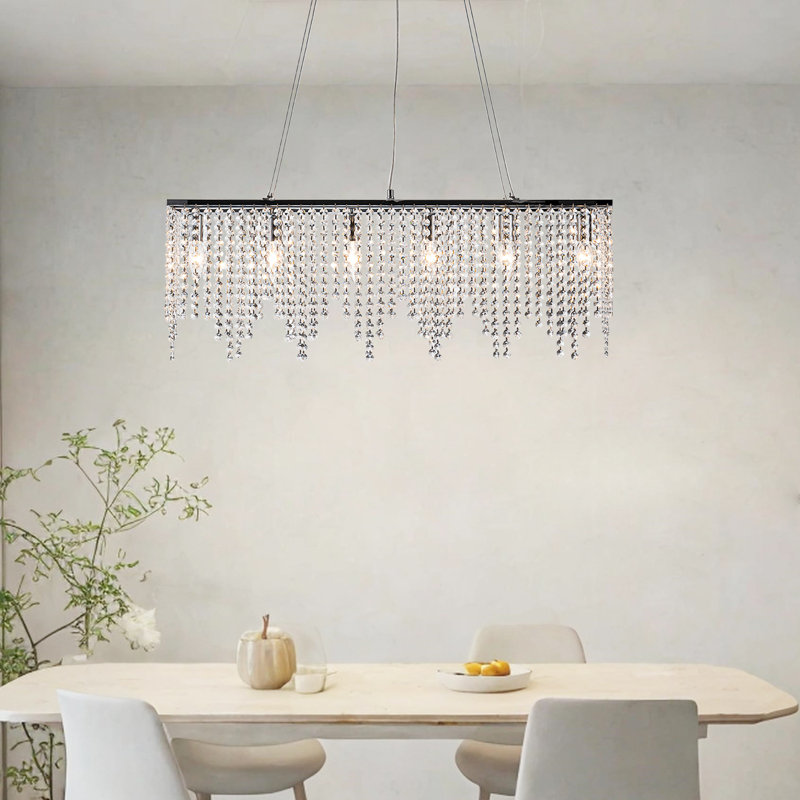 Jenavie 6 - Light Dimmable Kitchen Island Square / Rectangle Chandelier