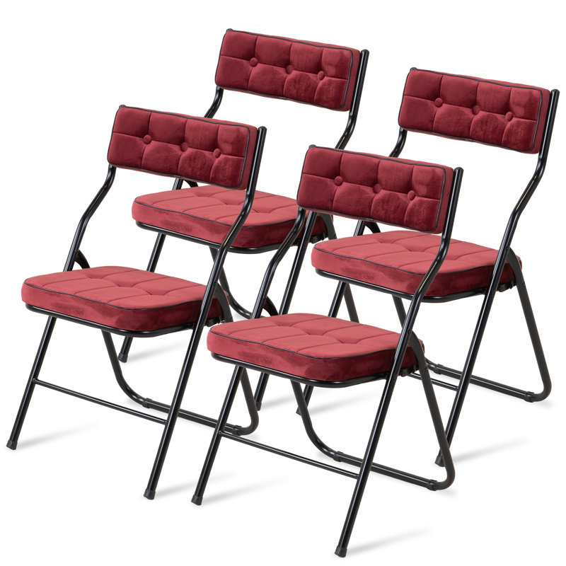 4-Pack Padded Folding Chairs – Portable Cushioned Dining Chairs for Guests, Red