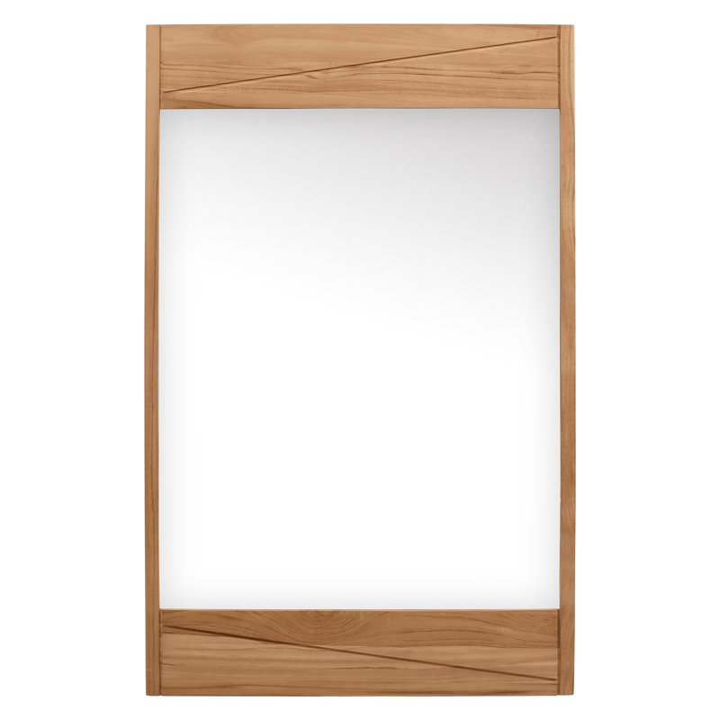 Landers Wood Flat Wall Mirror, Natural Teak